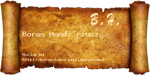 Boros Honóriusz névjegykártya